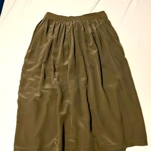 Vintage Silk Olive Green Skirt